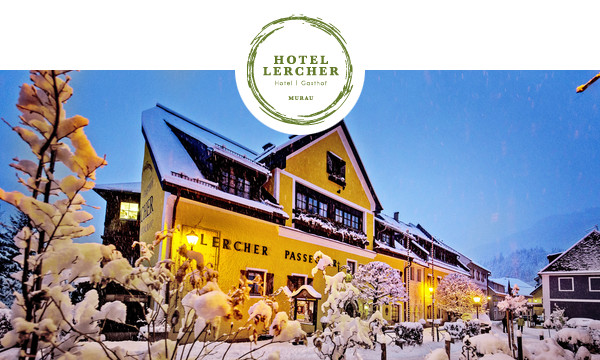 Außenansicht vom Murauer Gasthof Hotel Lercher im Winter